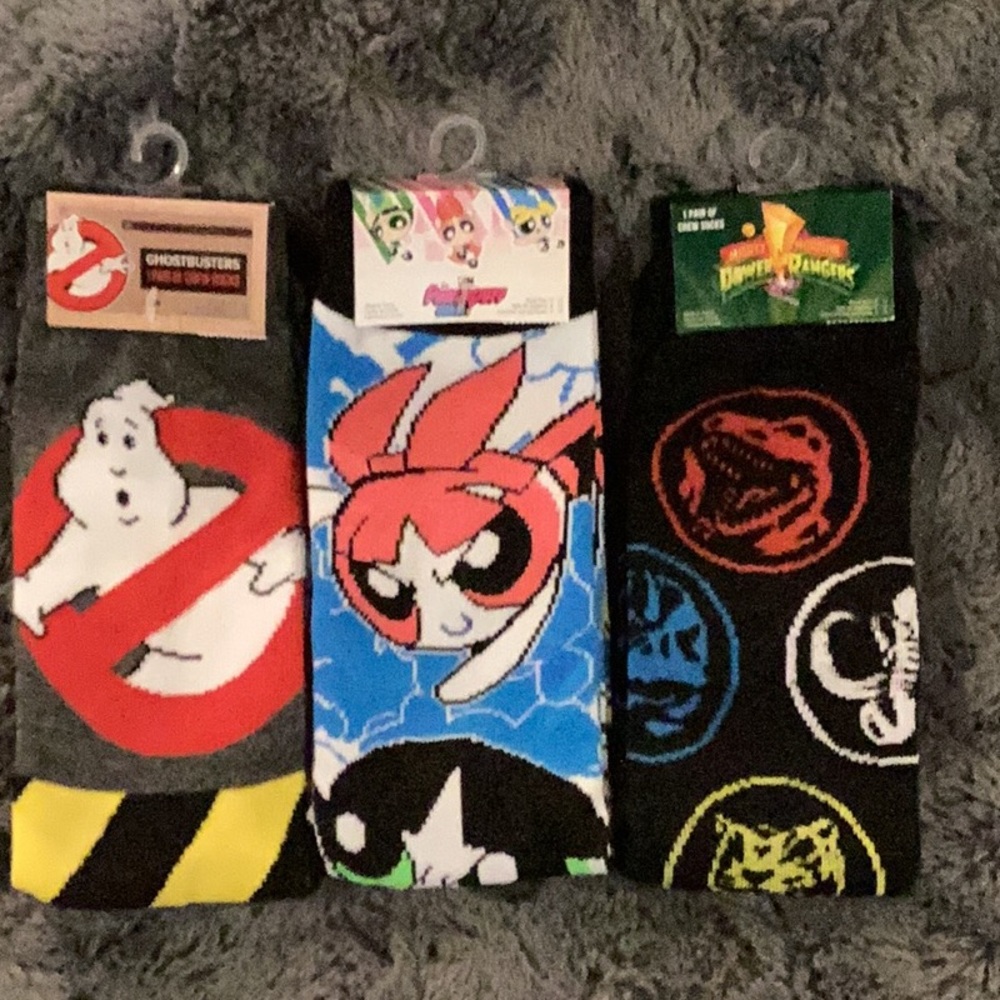 Ghostbusters, Powerpuff Girls, and Power Rangers Socks Set